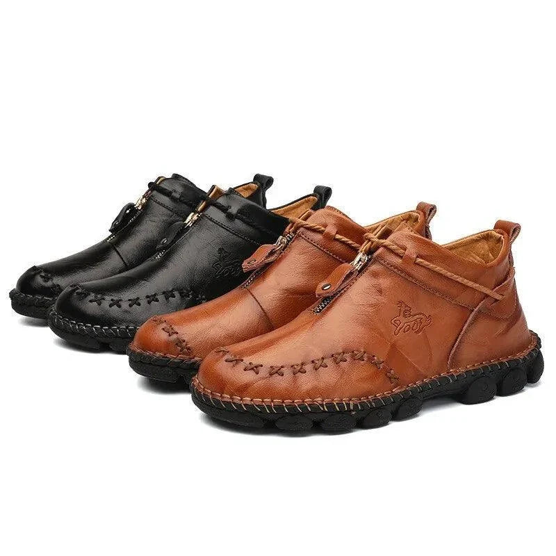MANDOTOS Cowhide Leather Mens Boots Cushioned Insole Rugged Sole All Day Comfort Durable Construction
