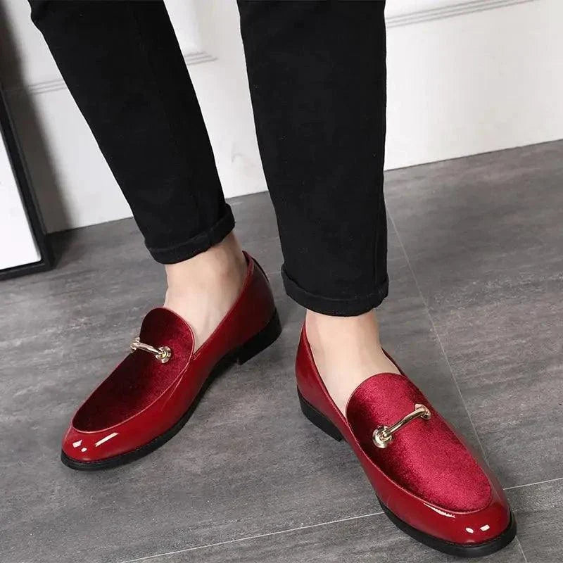 Mandotos Men's Classic Leather Loafers Navy Slip On Dress Shoes Premium Leather Construction