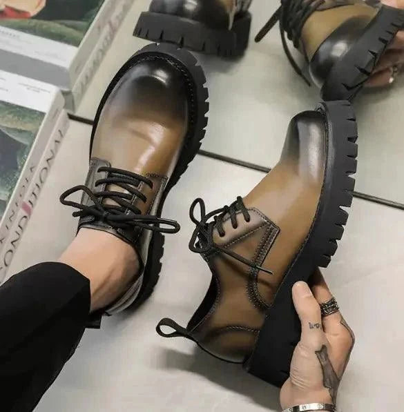 Men's Leather Martin Shoes with Thick Cushioned Sole