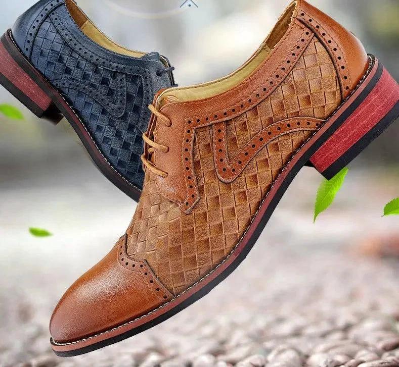 Men's Pointed Leather Dress Shoes - Korean Style Fashion