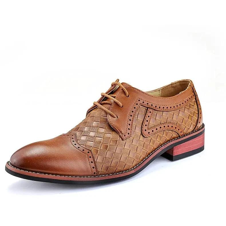 Men's Pointed Leather Dress Shoes - Korean Style Fashion