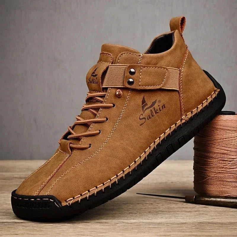 New Handmade Leather Casual Men Shoes Design Sneakers Man Breathable Leather Shoes Men Ankle Boots Outdoor