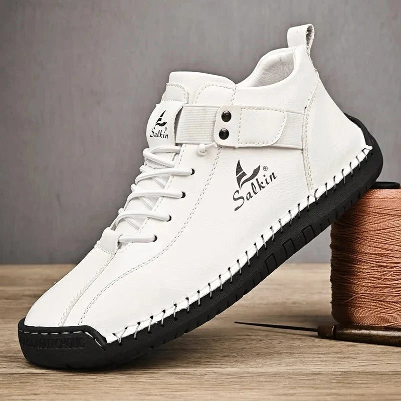New Handmade Leather Casual Men Shoes Design Sneakers Man Breathable Leather Shoes Men Ankle Boots Outdoor