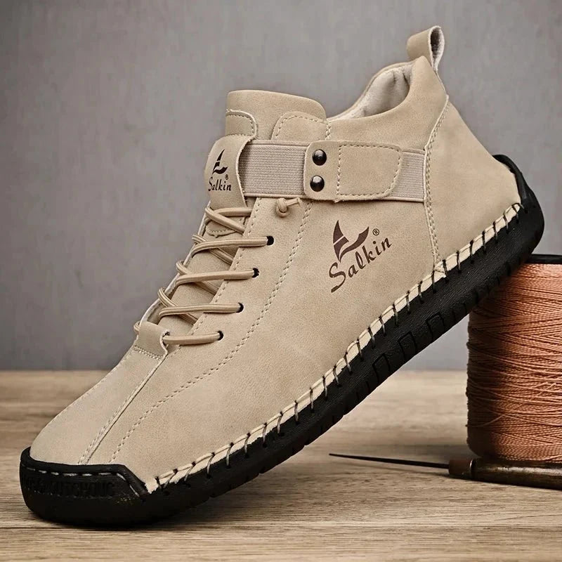 New Handmade Leather Casual Men Shoes Design Sneakers Man Breathable Leather Shoes Men Ankle Boots Outdoor