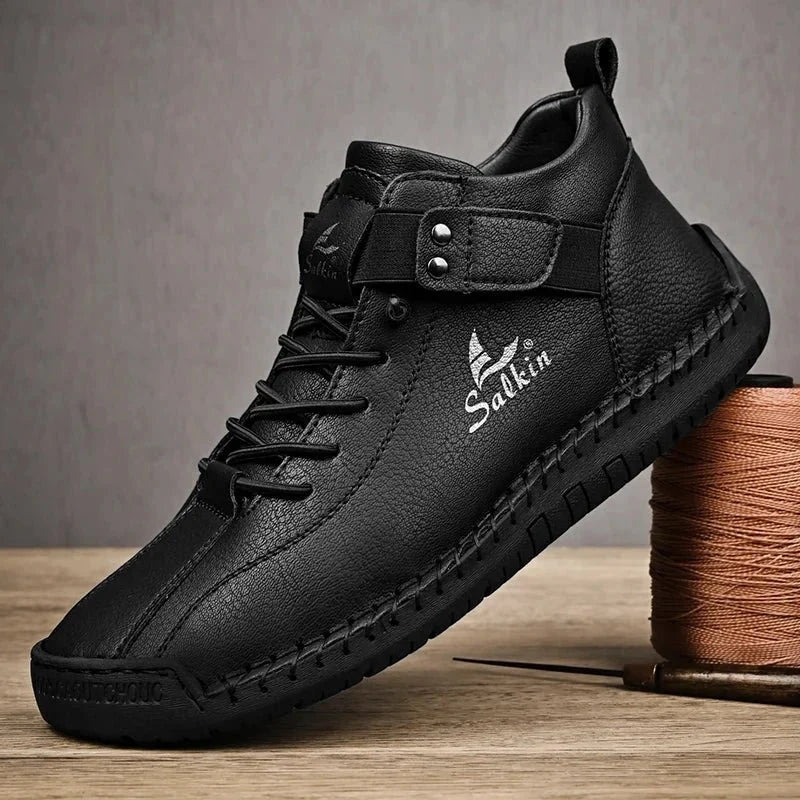 New Handmade Leather Casual Men Shoes Design Sneakers Man Breathable Leather Shoes Men Ankle Boots Outdoor