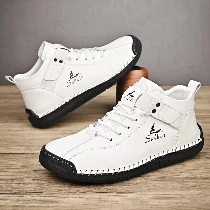 New Handmade Leather Casual Men Shoes Design Sneakers Man Breathable Leather Shoes Men Ankle Boots Outdoor