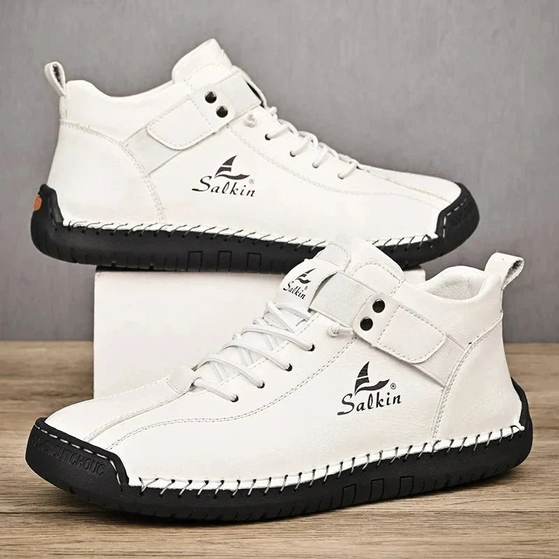 New Handmade Leather Casual Men Shoes Design Sneakers Man Breathable Leather Shoes Men Ankle Boots Outdoor