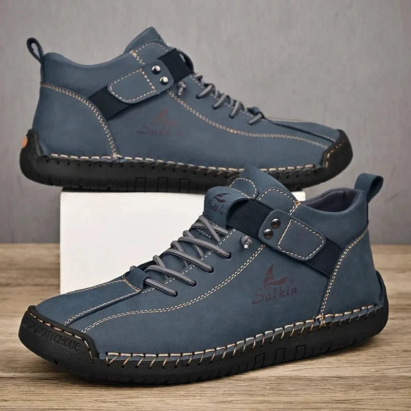 New Handmade Leather Casual Men Shoes Design Sneakers Man Breathable Leather Shoes Men Ankle Boots Outdoor