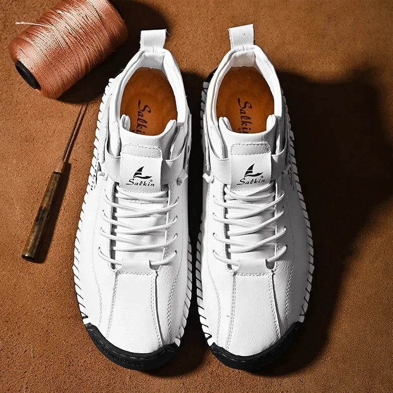 New Handmade Leather Casual Men Shoes Design Sneakers Man Breathable Leather Shoes Men Ankle Boots Outdoor