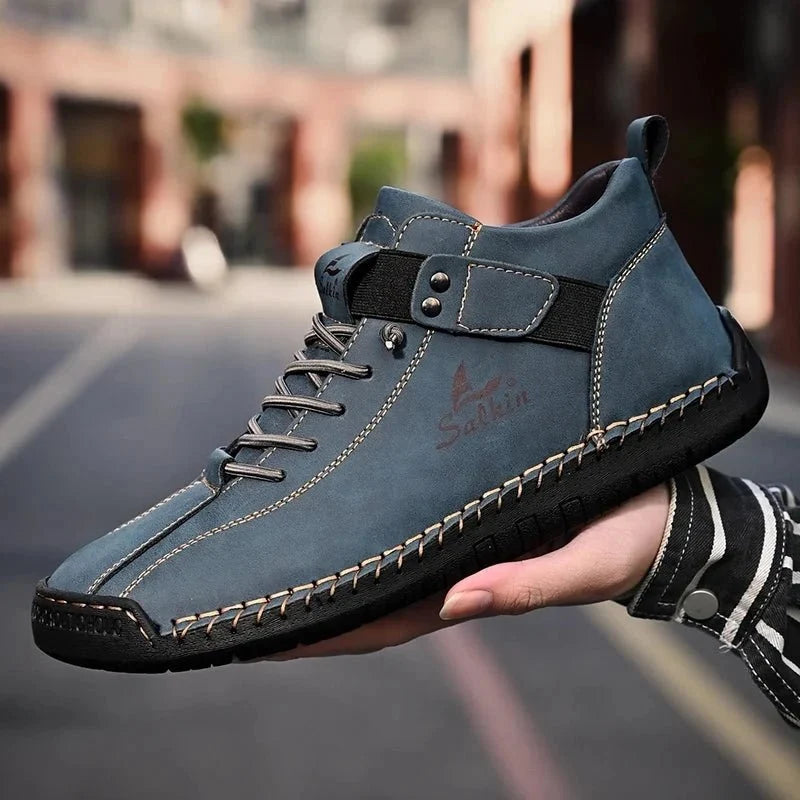 New Handmade Leather Casual Men Shoes Design Sneakers Man Breathable Leather Shoes Men Ankle Boots Outdoor