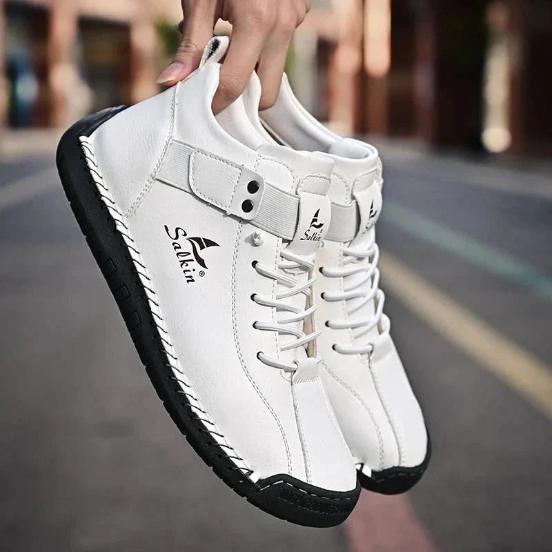 New Handmade Leather Casual Men Shoes Design Sneakers Man Breathable Leather Shoes Men Ankle Boots Outdoor