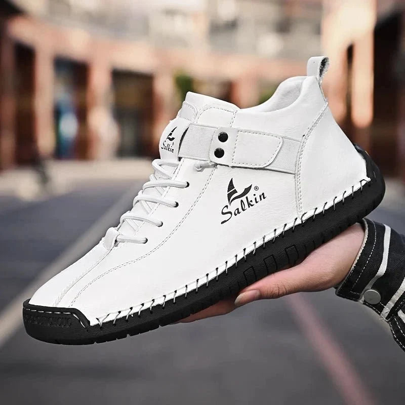 New Handmade Leather Casual Men Shoes Design Sneakers Man Breathable Leather Shoes Men Ankle Boots Outdoor