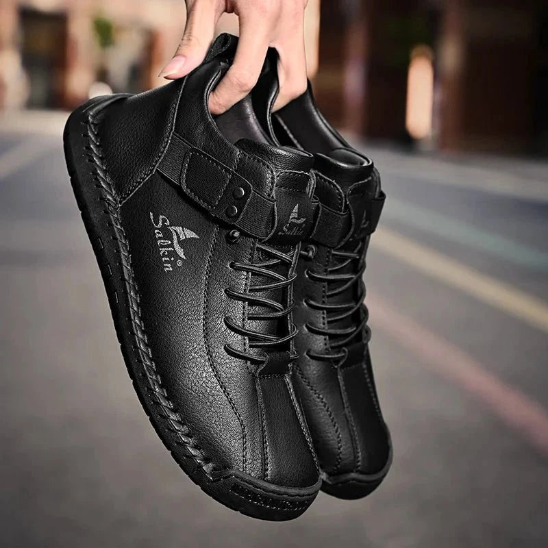 New Handmade Leather Casual Men Shoes Design Sneakers Man Breathable Leather Shoes Men Ankle Boots Outdoor