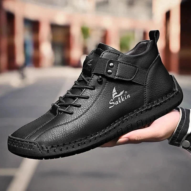 New Handmade Leather Casual Men Shoes Design Sneakers Man Breathable Leather Shoes Men Ankle Boots Outdoor