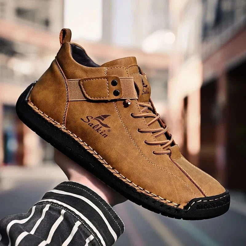 New Handmade Leather Casual Men Shoes Design Sneakers Man Breathable Leather Shoes Men Ankle Boots Outdoor