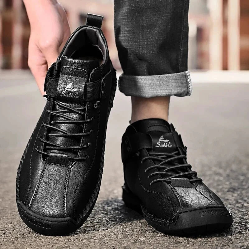 New Handmade Leather Casual Men Shoes Design Sneakers Man Breathable Leather Shoes Men Ankle Boots Outdoor