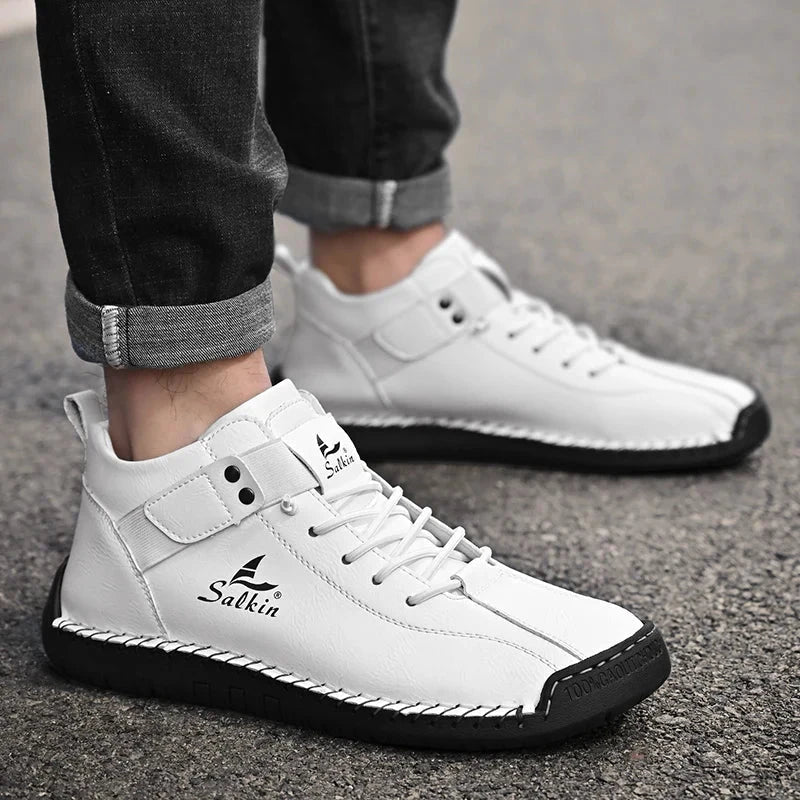 New Handmade Leather Casual Men Shoes Design Sneakers Man Breathable Leather Shoes Men Ankle Boots Outdoor