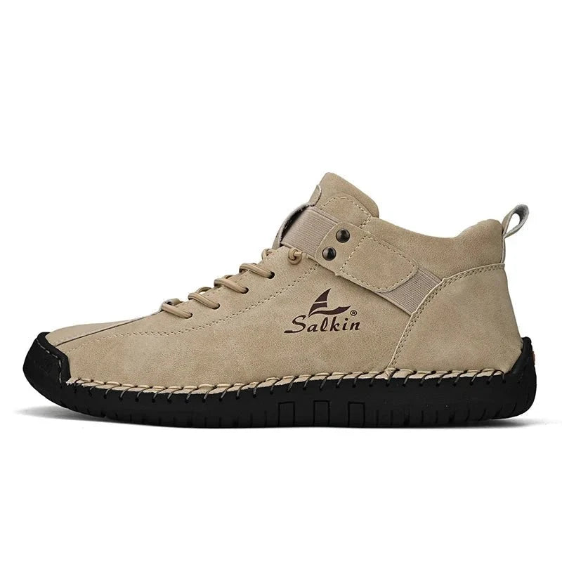 New Handmade Leather Casual Men Shoes Design Sneakers Man Breathable Leather Shoes Men Ankle Boots Outdoor