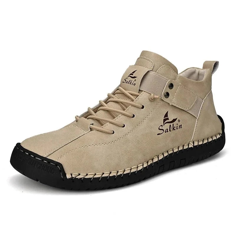 New Handmade Leather Casual Men Shoes Design Sneakers Man Breathable Leather Shoes Men Ankle Boots Outdoor
