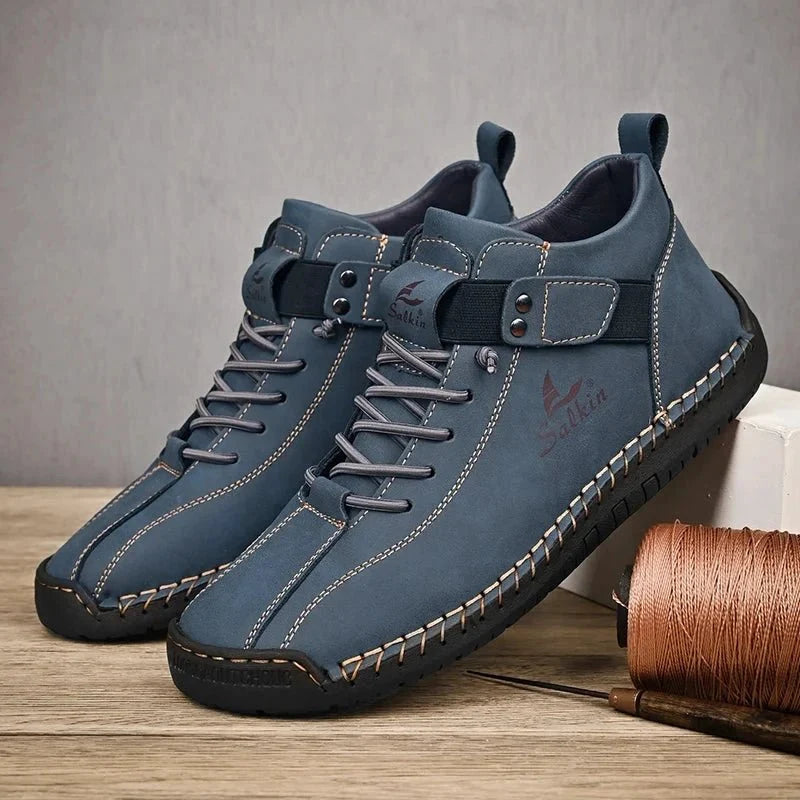 New Handmade Leather Casual Men Shoes Design Sneakers Man Breathable Leather Shoes Men Ankle Boots Outdoor
