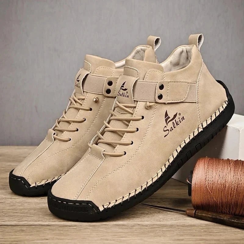 New Handmade Leather Casual Men Shoes Design Sneakers Man Breathable Leather Shoes Men Ankle Boots Outdoor