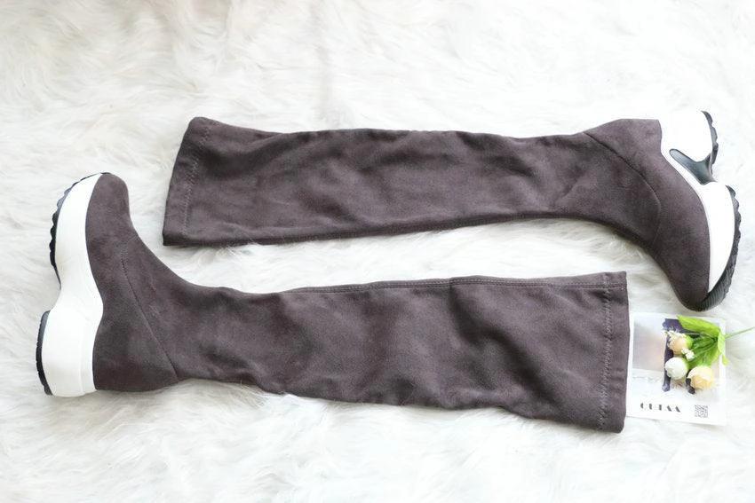 Round toe sports high heel over knee boots