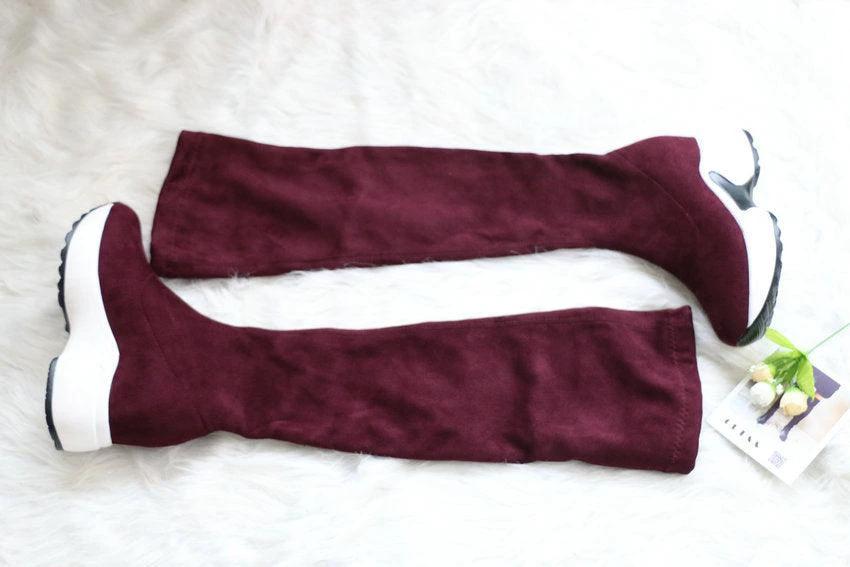 Round toe sports high heel over knee boots