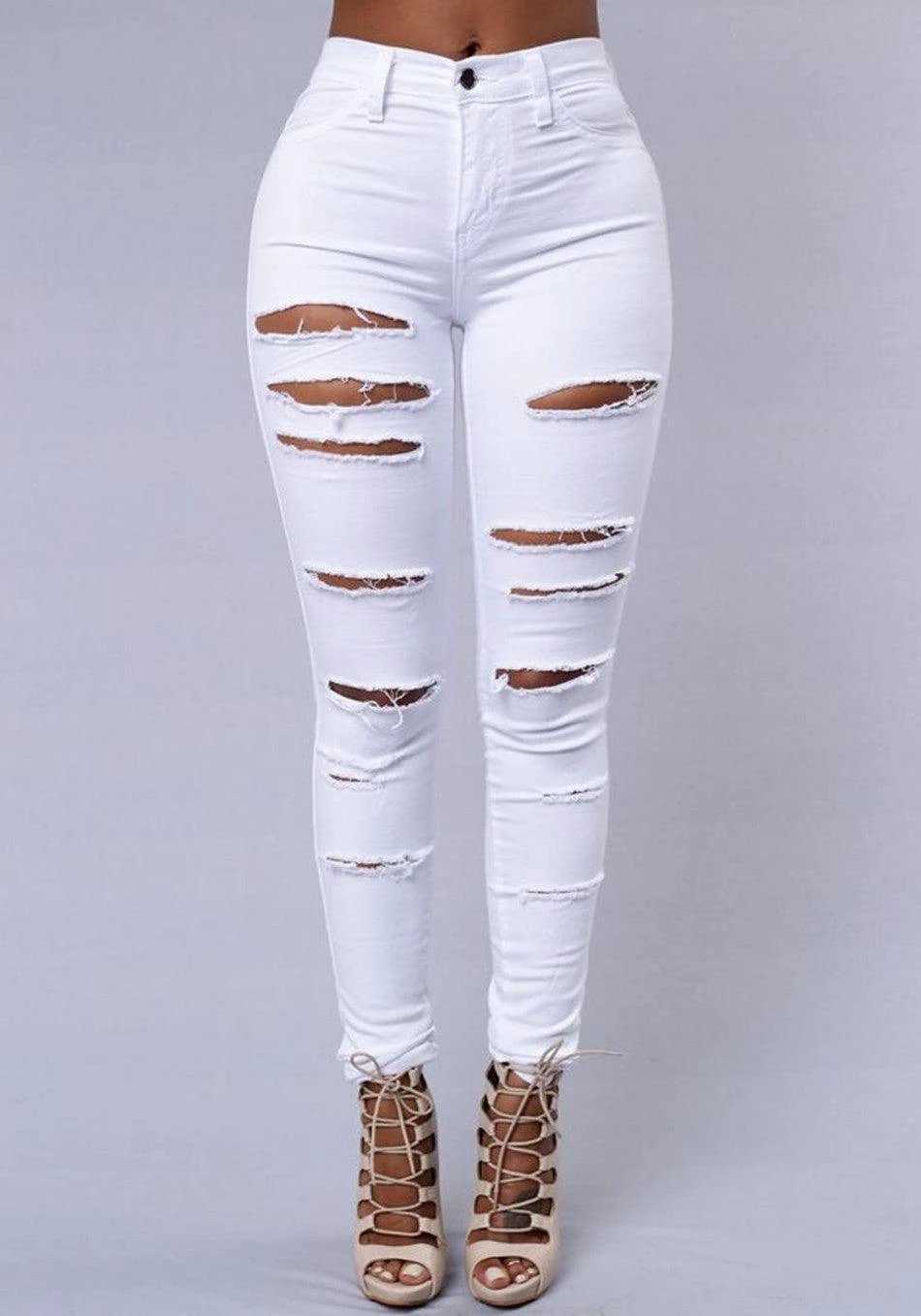 SlimFit Women's Slimming Stretch Leggings with Trendy Rips