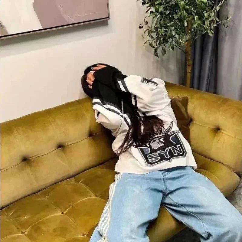 Y2K Baggy Jeans High Quality Embroidered Striped Harajuku Sweatpants Men Women Hip Hop Streetwear Casual Mopping Wide Leg Denim