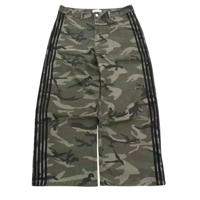 Y2K Baggy Jeans High Quality Embroidered Striped Harajuku Sweatpants Men Women Hip Hop Streetwear Casual Mopping Wide Leg Denim