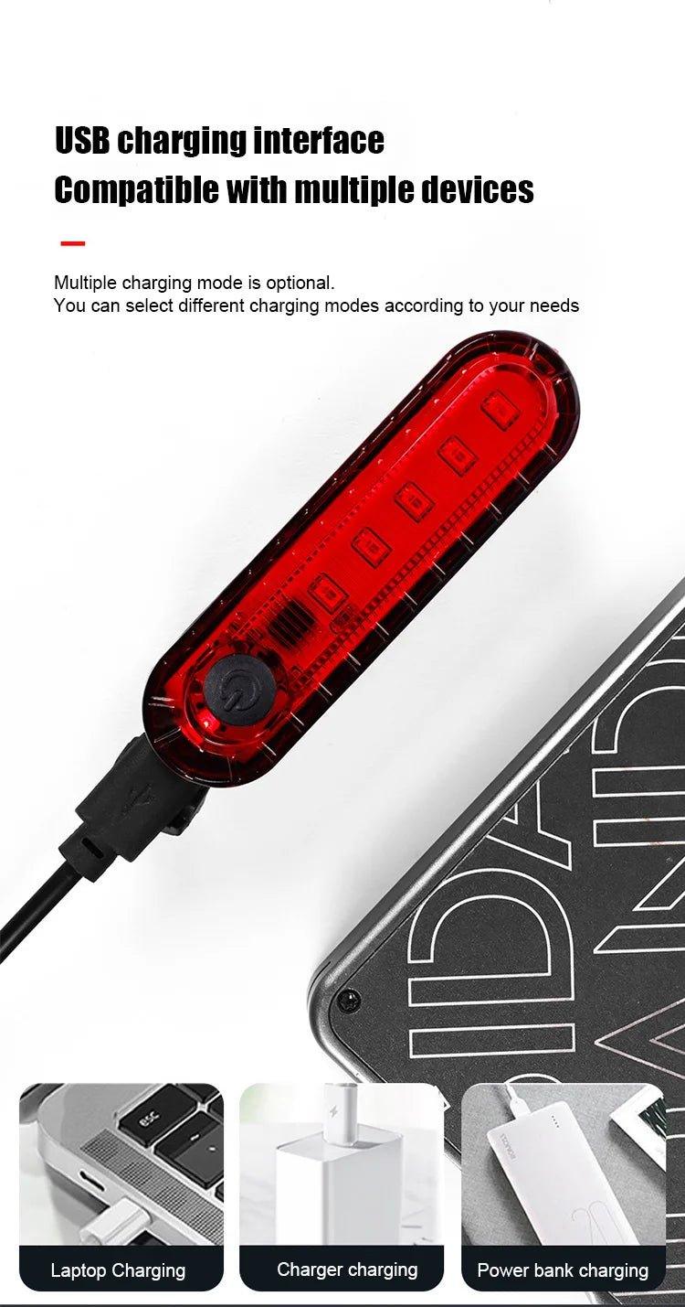 Rear Bike Tail Light USB Rechargeable Red Ultra Bright Taillights Fit On Bicycle Easy to Install for Cycling Safety