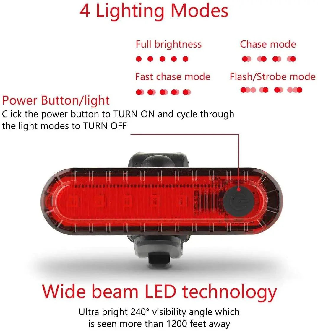 Rear Bike Tail Light USB Rechargeable Red Ultra Bright Taillights Fit On Bicycle Easy to Install for Cycling Safety