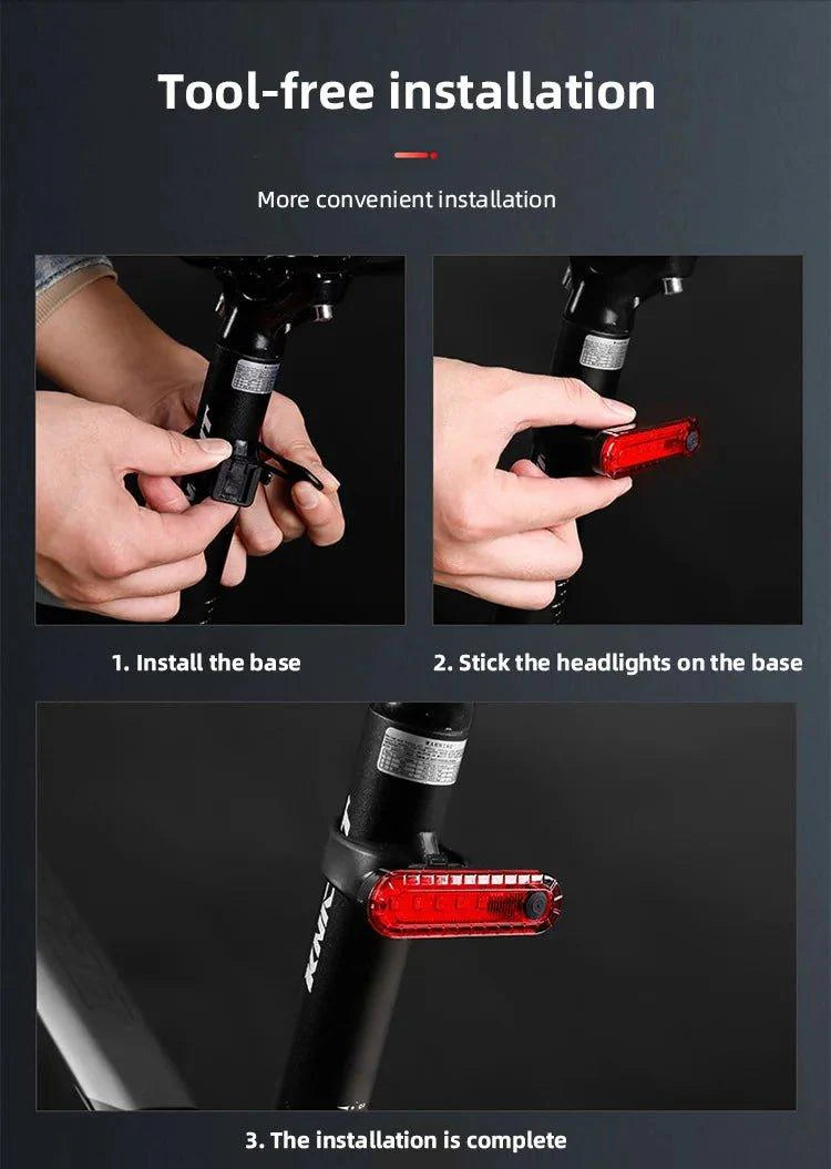 Rear Bike Tail Light USB Rechargeable Red Ultra Bright Taillights Fit On Bicycle Easy to Install for Cycling Safety