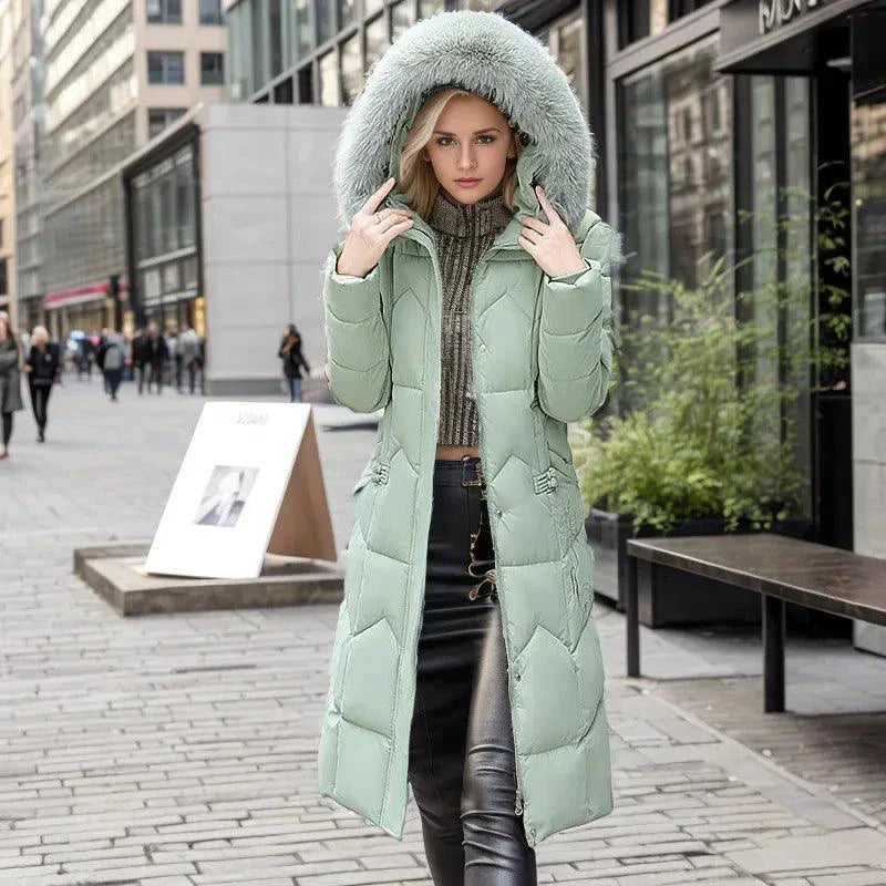Winter Long Coat with Thickened Fur Collar