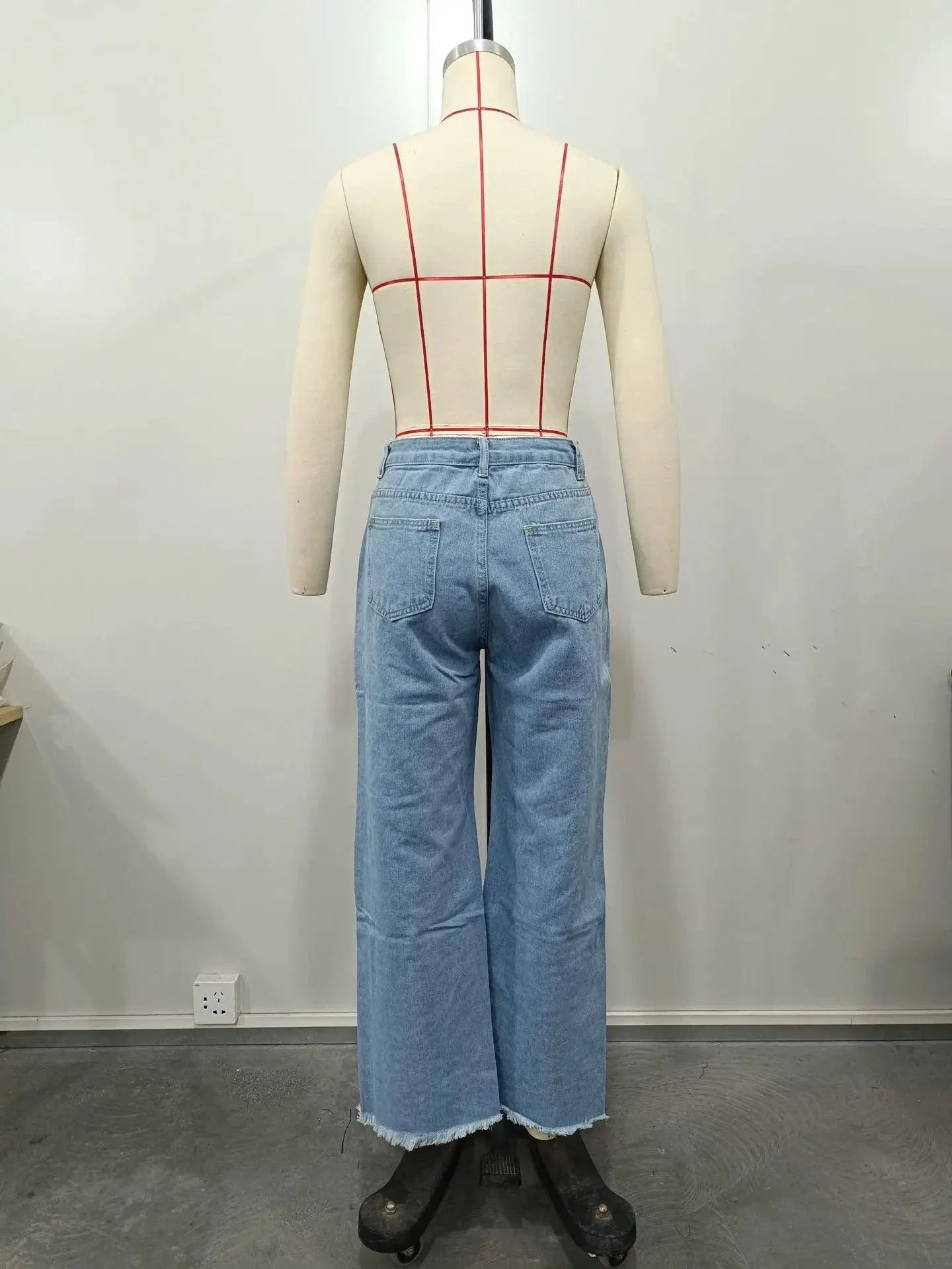 Burnt Flower High Waist Jeans - Trendy Women's Casual Denim Trousers for Spring/Summer 2025