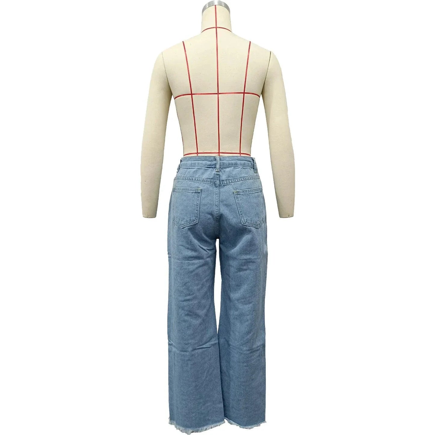 Burnt Flower High Waist Jeans - Trendy Women's Casual Denim Trousers for Spring/Summer 2025